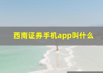 西南证券手机app叫什么