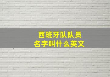 西班牙队队员名字叫什么英文