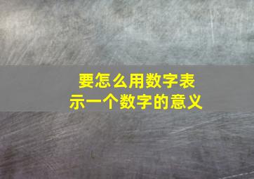 要怎么用数字表示一个数字的意义