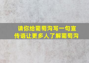 请你给葡萄沟写一句宣传语让更多人了解葡萄沟