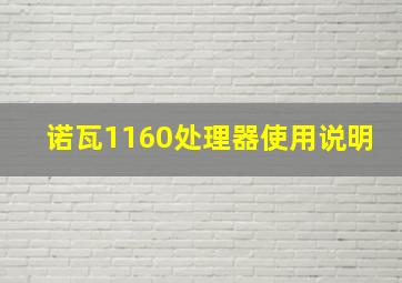 诺瓦1160处理器使用说明