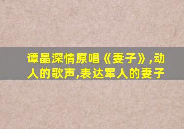 谭晶深情原唱《妻子》,动人的歌声,表达军人的妻子