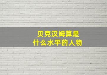 贝克汉姆算是什么水平的人物