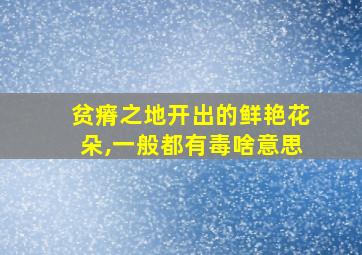 贫瘠之地开出的鲜艳花朵,一般都有毒啥意思