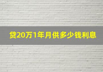 贷20万1年月供多少钱利息