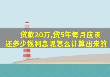 贷款20万,贷5年每月应该还多少钱利息呢怎么计算出来的