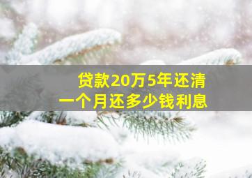 贷款20万5年还清一个月还多少钱利息