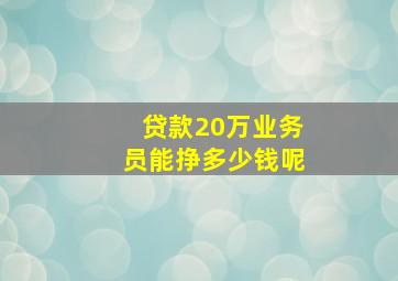 贷款20万业务员能挣多少钱呢