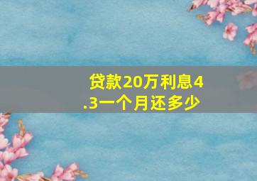 贷款20万利息4.3一个月还多少