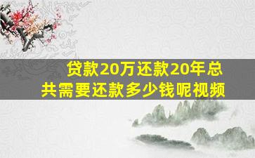 贷款20万还款20年总共需要还款多少钱呢视频