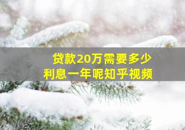 贷款20万需要多少利息一年呢知乎视频