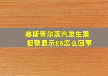 赛斯普尔蒸汽发生器报警显示E6怎么回事