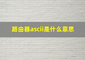 路由器ascii是什么意思