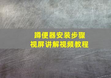 蹲便器安装步骤视屏讲解视频教程