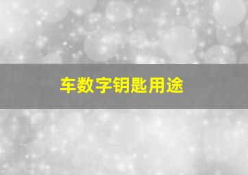 车数字钥匙用途