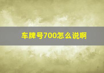 车牌号700怎么说啊