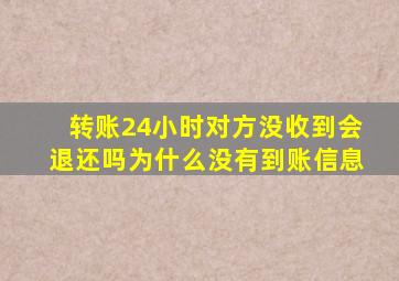 转账24小时对方没收到会退还吗为什么没有到账信息