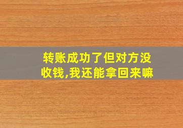 转账成功了但对方没收钱,我还能拿回来嘛