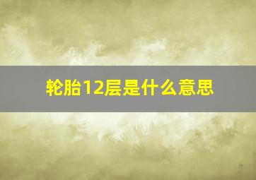 轮胎12层是什么意思