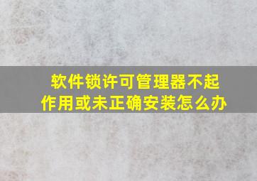 软件锁许可管理器不起作用或未正确安装怎么办