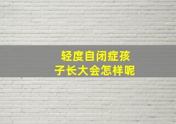 轻度自闭症孩子长大会怎样呢