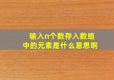 输入n个数存入数组中的元素是什么意思啊