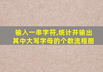 输入一串字符,统计并输出其中大写字母的个数流程图