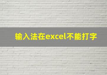 输入法在excel不能打字