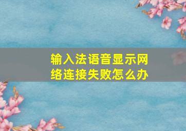 输入法语音显示网络连接失败怎么办