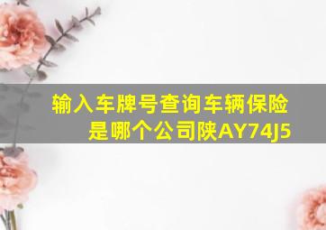 输入车牌号查询车辆保险是哪个公司陕AY74J5