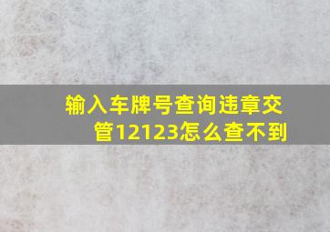 输入车牌号查询违章交管12123怎么查不到