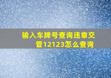 输入车牌号查询违章交管12123怎么查询