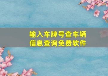 输入车牌号查车辆信息查询免费软件