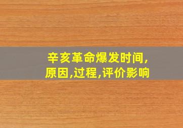 辛亥革命爆发时间,原因,过程,评价影响