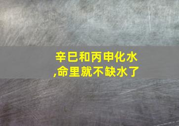 辛巳和丙申化水,命里就不缺水了