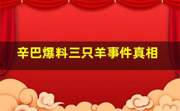 辛巴爆料三只羊事件真相