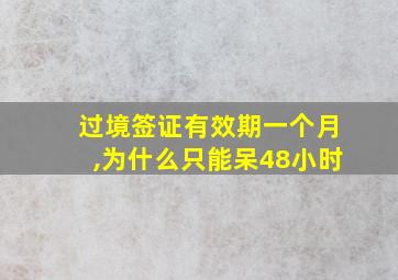 过境签证有效期一个月,为什么只能呆48小时