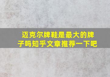 迈克尔牌鞋是最大的牌子吗知乎文章推荐一下吧