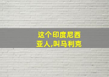 这个印度尼西亚人,叫马利克