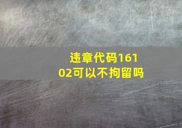 违章代码16102可以不拘留吗