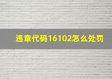 违章代码16102怎么处罚