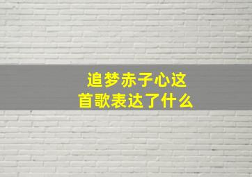 追梦赤子心这首歌表达了什么