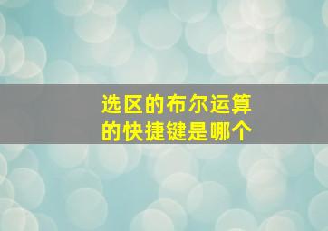 选区的布尔运算的快捷键是哪个