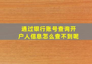 通过银行账号查询开户人信息怎么查不到呢