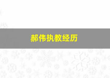 郝伟执教经历