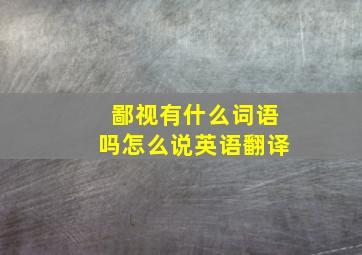 鄙视有什么词语吗怎么说英语翻译