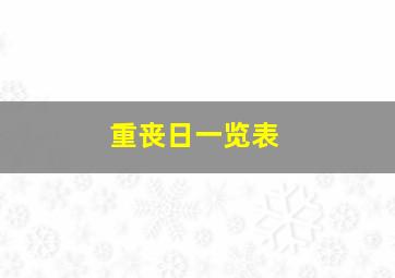 重丧日一览表