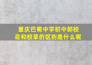 重庆巴蜀中学初中部校花和校草的区别是什么呢