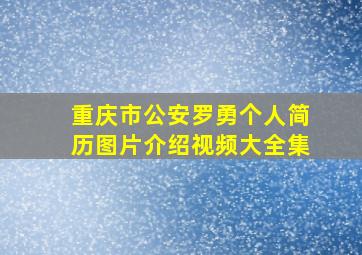 重庆市公安罗勇个人简历图片介绍视频大全集