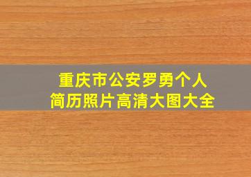 重庆市公安罗勇个人简历照片高清大图大全